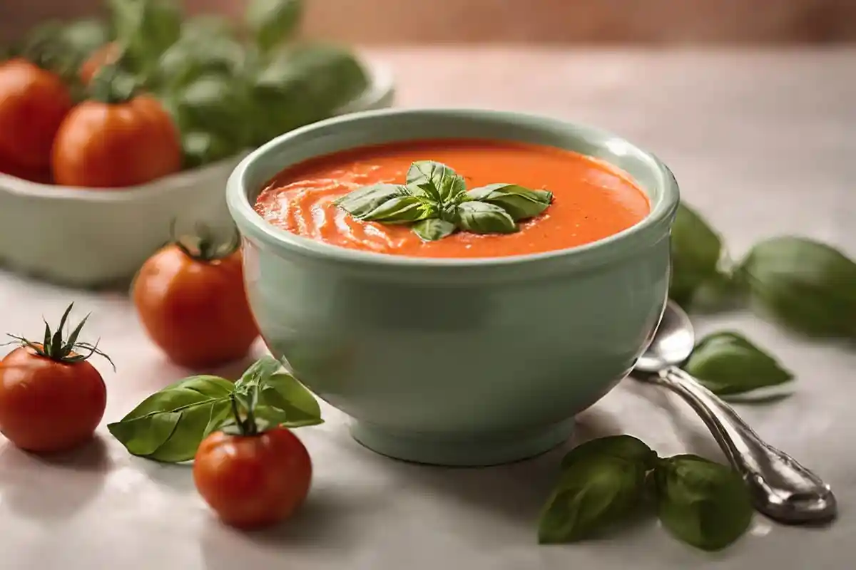 Kreminė pomidorų sriuba su grietinėle ir tepamu sūreliu