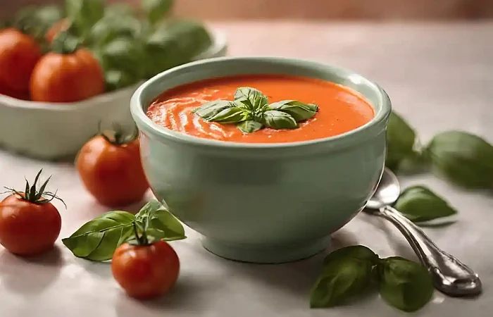 Kreminė pomidorų sriuba su grietinėle ir tepamu sūreliu