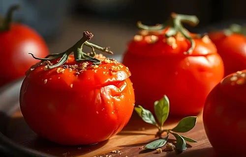 Įdaryti pomidorai su kiaušiniene