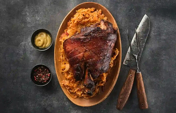 Kiaulienos karka su raugintais kopustais bavariškai