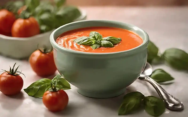 Kreminė pomidorų sriuba su grietinėle ir tepamu sūreliu