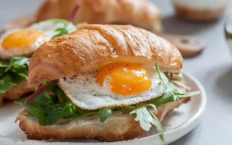 Kruasanai su keptu kiaušiniu